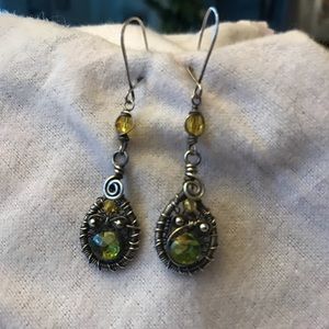 Peridot, Citrine, and Sterling Silver Earrings
